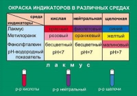 Таблица Окраска индикаторов в различных средах (винил) - «globural.ru» - Тихорецк