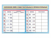 Фрагмент (демонстрационный) маркерный (двухсторонний) "Склонение имен существительных и прилагательных" - «globural.ru» - Тихорецк