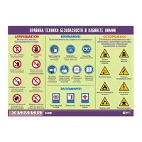 Таблица демонстрационная "Правила техники безопасности в кабинете химии" (винил 70х100) - «globural.ru» - Тихорецк
