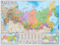 Настенная политико-административная карта Россия на английском языке - «globural.ru» - Тихорецк
