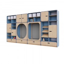 Детская стенка с местом для хранения и зонами отдыха из коллекции «НЕГА» (цвет голубой) - «globural.ru» - Тихорецк