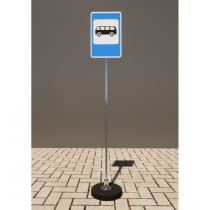 Знак дорожный "Место остановки автобуса" 5.16 типоразмер 40 на стойке с основанием 3кг - «globural.ru» - Тихорецк