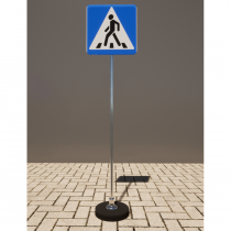 Знак дорожный "Пешеходный переход" 5.19.1 типоразмер 40 на стойке с основанием 3кг - «globural.ru» - Тихорецк