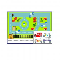 Игровой коврик "Дорожное движение - 3" с набором транспортных средств - «globural.ru» - Тихорецк