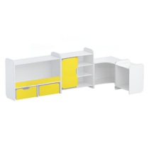 Набор стеллажей для игрушек и пособий "Росток" (белый/желтый) - «globural.ru» - Тихорецк