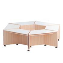 Композиция из корпусных столов трапеций (бук/белый) - «globural.ru» - Тихорецк