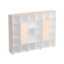 Шкаф-стеллаж 2 дверки (бук/белый) - «globural.ru» - Тихорецк