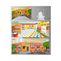 Стенд для сюжетно-ролевых игр 2-х сторонний (супермаркет, кафе) - «globural.ru» - Тихорецк