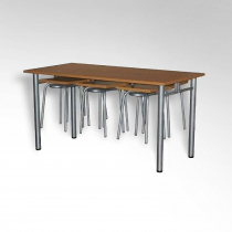 Стол обеденный 6-ти местый на металлокаркасе с навесами под табурет - «globural.ru» - Тихорецк