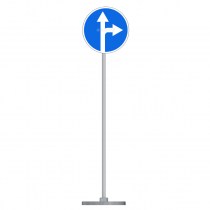 Знак дорожный " Движение прямо или направо" 4.1.4  типоразмер 40 на стойке с основанием 3кг - «globural.ru» - Тихорецк