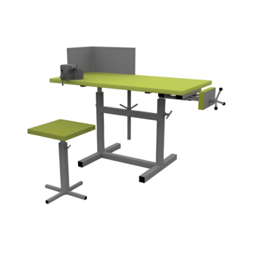 Верстак ученический комбинированный с тисками и струбциной, с защитным экраном и табуретом - «globural.ru» - Тихорецк