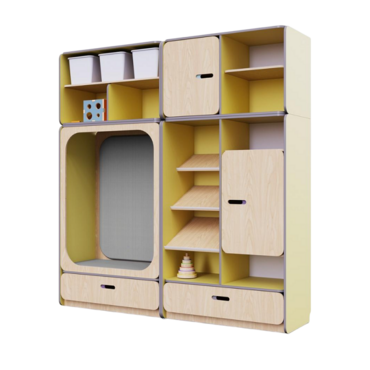 Детская стенка с местом для хранения и прямоугольной зоной отдыха из коллекции «НЕГА» (цвет желтый) - «globural.ru» - Тихорецк