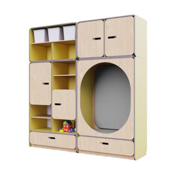 Детская стенка с местом для хранения и овальной зоной отдыха из коллекции «НЕГА» (цвет желтый) - «globural.ru» - Тихорецк
