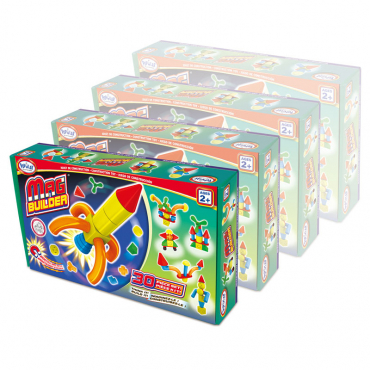 Магнитный конструктор Строитель. Базовый 30 деталей + колесная база. Комплект на группу - «globural.ru» - Тихорецк