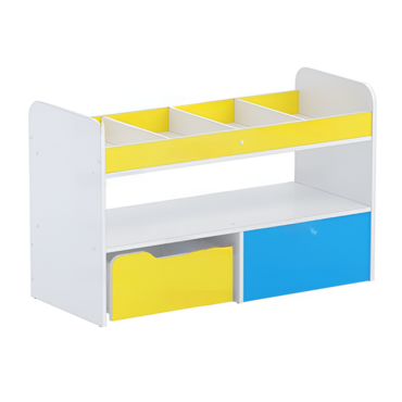 Стеллаж для пособий 1 (белый/желтый/синий) - «globural.ru» - Тихорецк