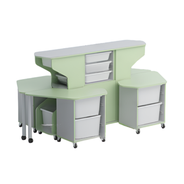 Модуль-стеллаж "Робот-Робик 002" (серый/фисташковый) - «globural.ru» - Тихорецк