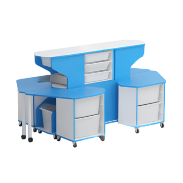 Модуль-стеллаж "Робот-Робик 002" (белый/синий) - «globural.ru» - Тихорецк