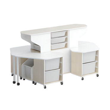 Модуль-стеллаж "Робот-Робик 002" (дуб молочный/белый) - «globural.ru» - Тихорецк