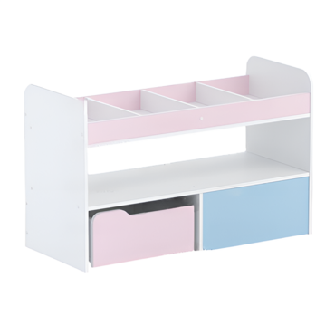 Стеллаж для пособий 1 (белый/зефир/прибрежный синий)  - «globural.ru» - Тихорецк