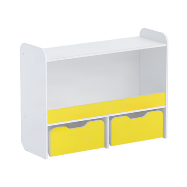 Стеллаж для игрушек и пособий "Росток 1" (белый/желтый) - «globural.ru» - Тихорецк