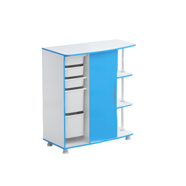 Стеллаж правый Робик 001 (белый/синий) - «globural.ru» - Тихорецк