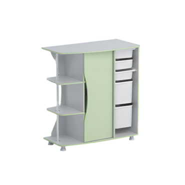 Стеллаж левый Робик 001 (серый/фисташковый)  - «globural.ru» - Тихорецк