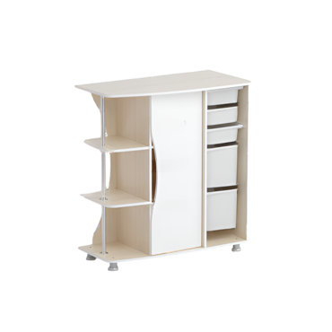 Стеллаж левый Робик 001 (дуб молочный/белый)  - «globural.ru» - Тихорецк