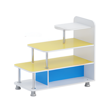 Стеллаж для пособий 4 (белый/желтый/синий)  - «globural.ru» - Тихорецк