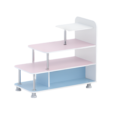 Стеллаж для пособий 4 (белый/зефир/прибрежный синий)  - «globural.ru» - Тихорецк