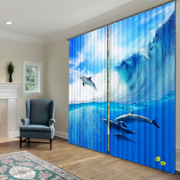 Комплект светонепроницаемых штор "Дельфины" - «globural.ru» - Тихорецк