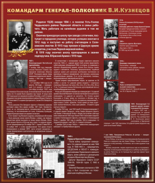 Тематический исторический стенд "Командарм генерал-полковник ВИ Кузнецов" - «globural.ru» - Тихорецк
