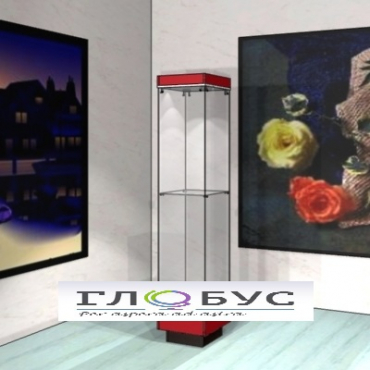 Витрина музейная стойка с фризом и дополнительной полкой - «globural.ru» - Тихорецк